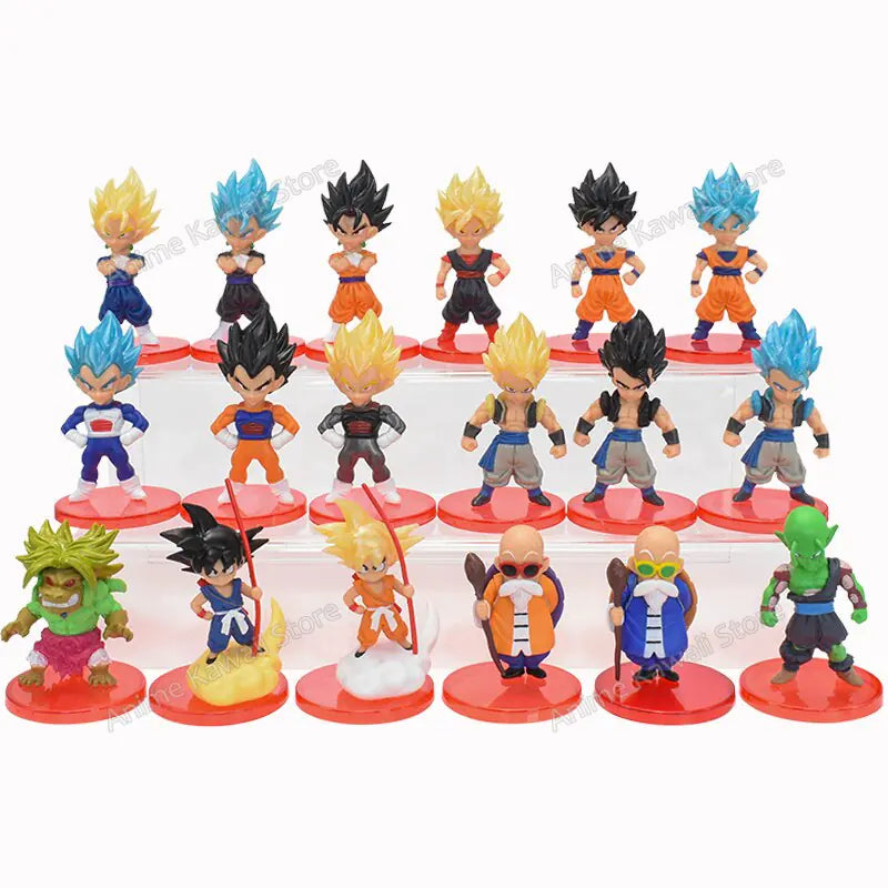 18pcs Set Dragon Ball Z and Super Figure Collectable/ 18 figuras colecionables de Dragon Ball Z y Super